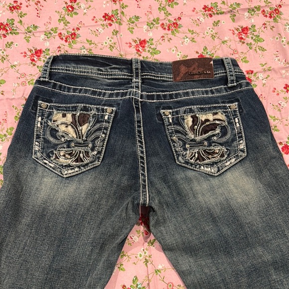 Grace in LA Blue Distressed Boot Cut Jeans - Picture 3 of 5